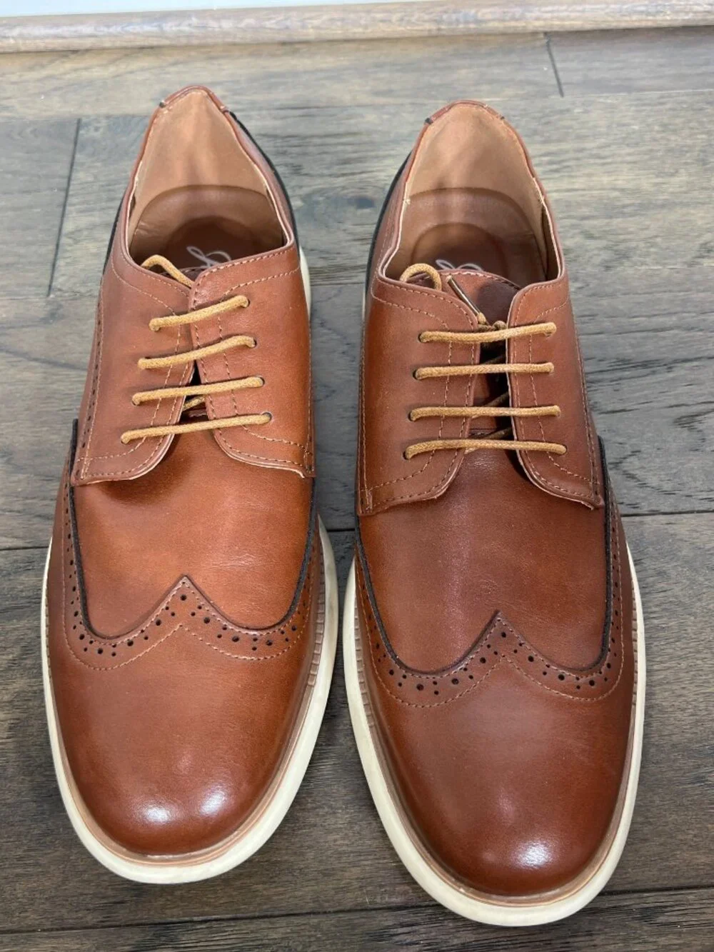 JOUSEN Men's Oxford Casual Brogue Wingtip DRE23035 Brown Sz 14 EUC